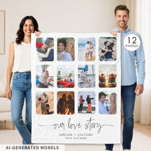 Couverture Polaire HISTOIRE D'AMOUR de couple 12 noms de collage de p