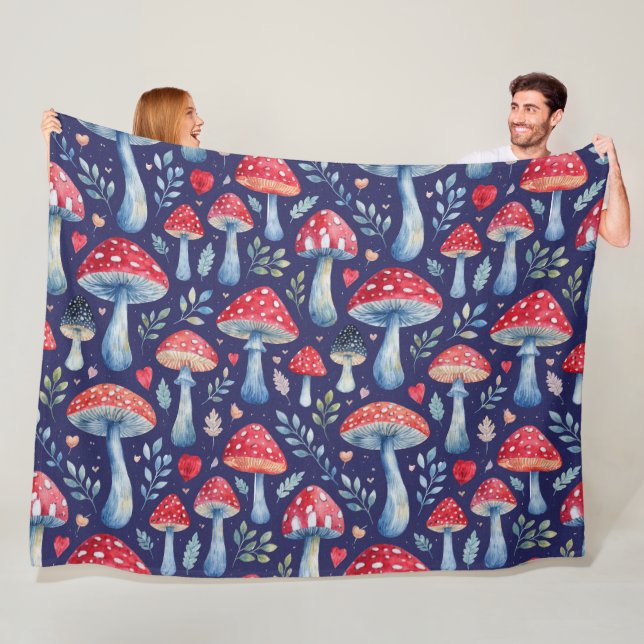 Couverture Polaire histoire de champignon dans un jeté de coussin à m (En situation)