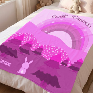 Couverture Polaire Histoire de Lapin Rose pour l'Heure du Coucher
