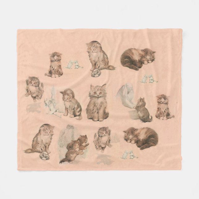 COUVERTURE POLAIRE HISTOIRES DE CHAT DE CUISINE AMUSANTE EN ROSE (Devant (Horizontal))