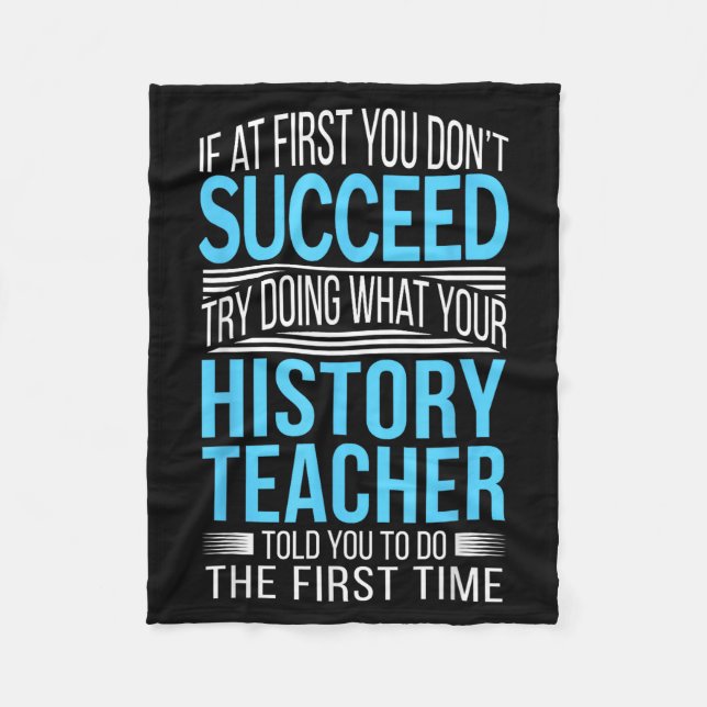 Couverture Polaire History Teacher Shirt If At First You Don't Succee (Devant)