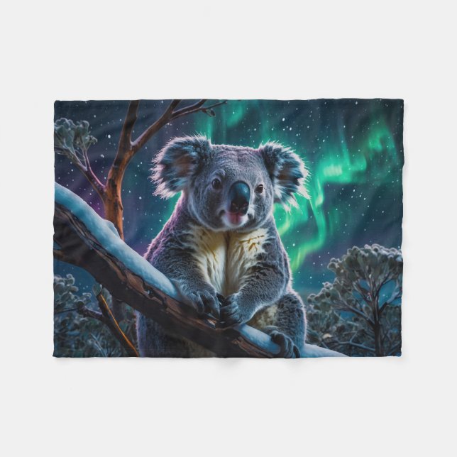 Couverture Polaire Hiver Koala et Southern Lights (Devant (Horizontal))