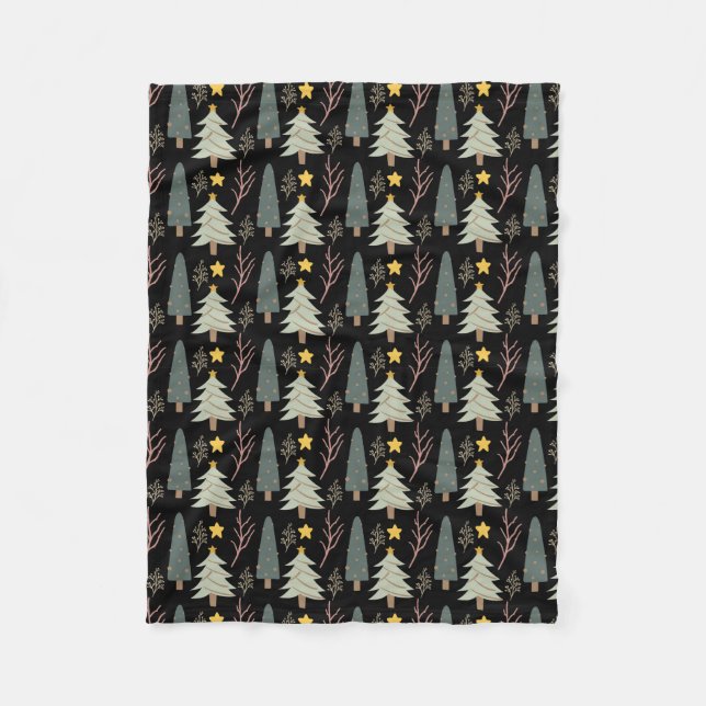 Couverture Polaire Hiver Noël Arbre Motif Woods À feuillage persistan (Devant)