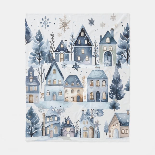 Couverture Polaire Hiver Onederland Maisons de Noël Anniversaire (Devant)