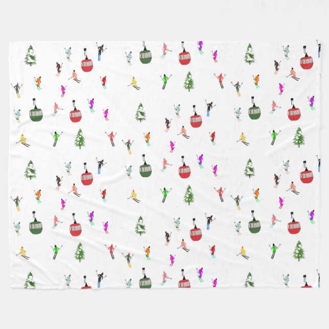 Couverture Polaire Hiver Skieurs de descente Motif de ski (Devant (Horizontal))