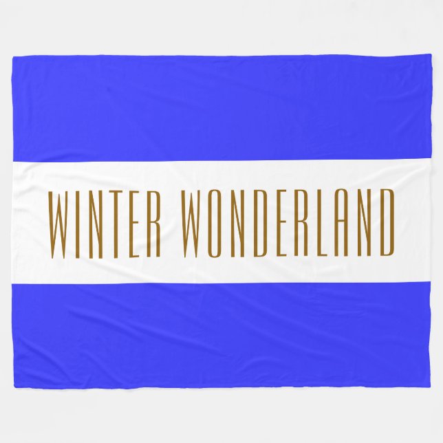 Couverture Polaire HIVER WONDERLAND Royal Blue White Stripes (Devant (Horizontal))