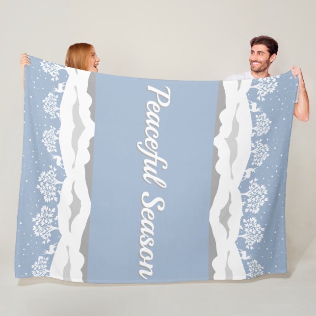Couverture Polaire Hiver Wonderland Saison pacifique Fleece Blanche (En situation)