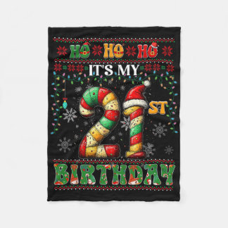 Couverture Polaire Ho Ho Ho C'est mon 21e anniversaire Sucre de canne