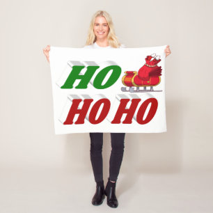 Couverture Polaire Ho Ho Ho Père Noël Sleigh Typographie de Noël