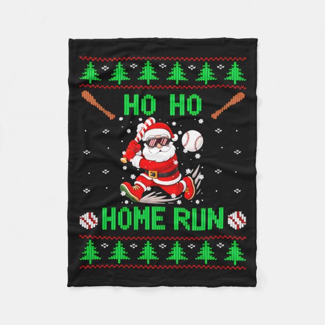 Couverture Polaire Ho Ho Home Run Baseball Christmas Santa Ugly Xmas  (Devant)