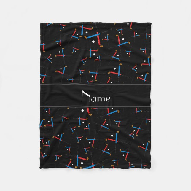 Couverture Polaire Hockey de champ noir nommé personnalisé (Devant)