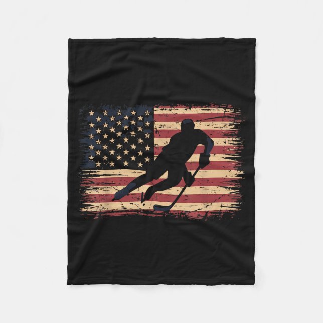 Couverture Polaire Hockey Drapeau Américain (Devant)