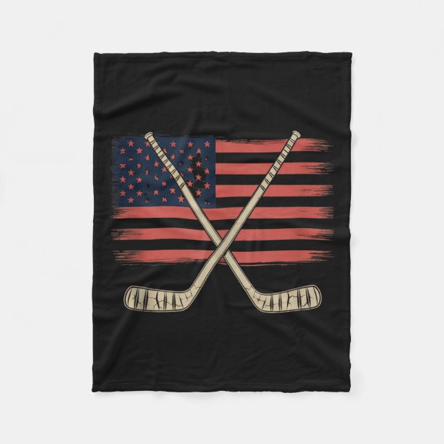 Couverture Polaire Hockey Drapeau Américain (Devant)