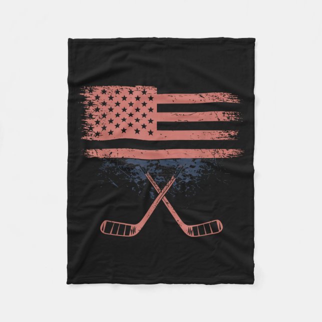 Couverture Polaire Hockey Drapeau Américain (Devant)