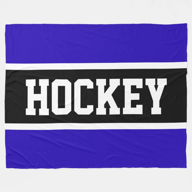 Couverture Polaire HOCKEY Fun Athlétisme Royal Bleu Bleu Noir Blancs  (Devant (Horizontal))