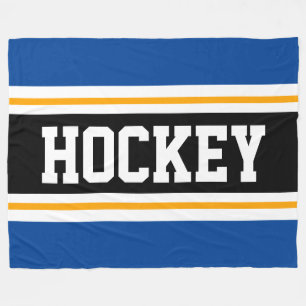 Couverture Polaire HOCKEY Gras Bleu Bleu Blanc Jaune Bleu Gris