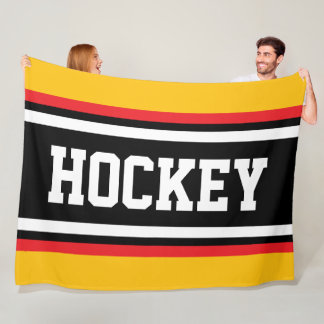 Couverture Polaire HOCKEY Gras Orange Doré Rouge Noir Blanc Rayures