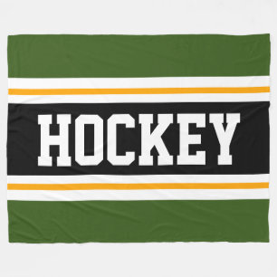 Couverture Polaire HOCKEY Gras Vert Noir Jaune Stripes De Course