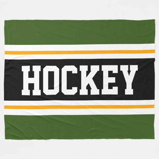 Couverture Polaire HOCKEY Gras Vert Noir Jaune Stripes De Course (Devant (Horizontal))