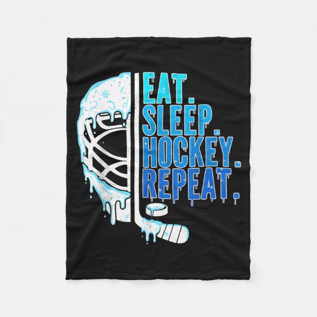 Couverture Polaire Hockey Ice Cream Drip Eat Sleep Hockey Repeat Boys (Devant)