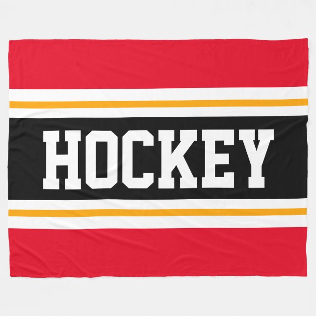 Couverture Polaire HOCKEY Red Black White Yellow Racing Stripes (Devant (Horizontal))