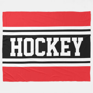 Couverture Polaire HOCKEY Sportif Rayures de course Rouge Noir Blanc