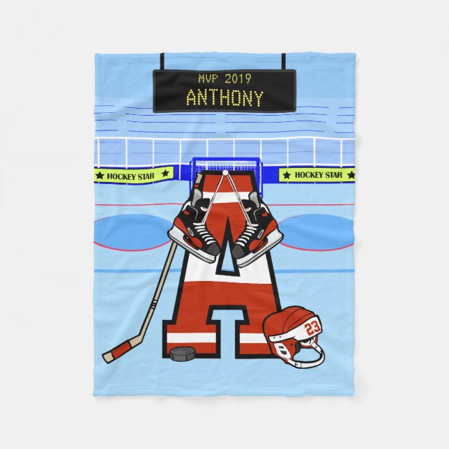 Couverture Polaire Hockey sur glace initial personnalisé (Devant)