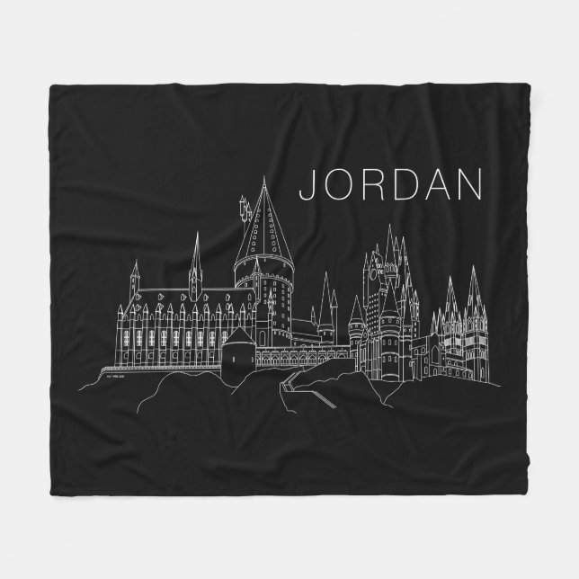 Couverture Polaire HOGWARTS™ CASTLE Outline (Devant (Horizontal))