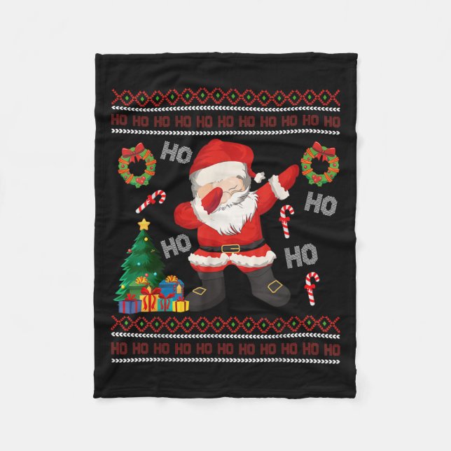 Couverture Polaire Hohoho Santa Claus Dabbing laids Sweat de Noël (Devant)