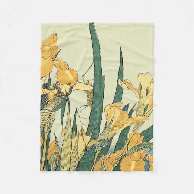 Couverture Polaire Hokusai Sauterelle Iris Impression Vintage : Japon (Devant)