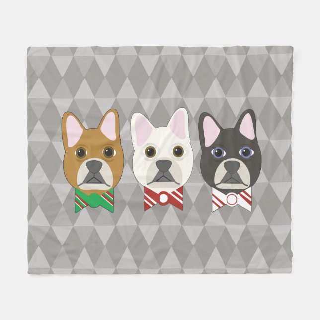 Couverture Polaire Holiday Pups Gray Diamond (Devant (Horizontal))