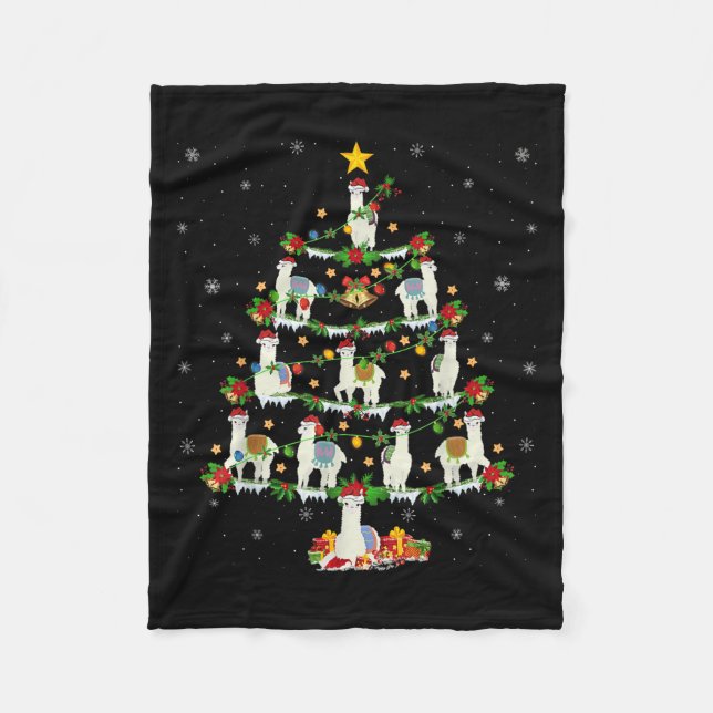 Couverture Polaire Holiday Xmas Lighting Santa Llama Christmas Tree  (Devant)