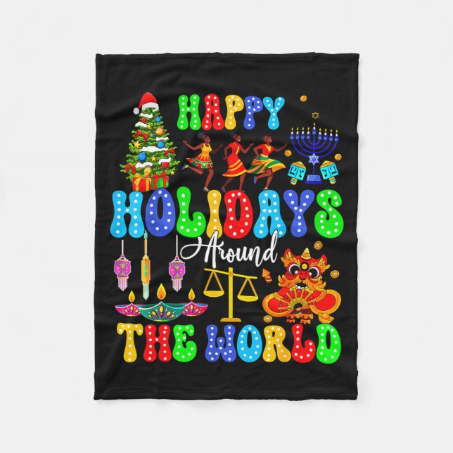 Couverture Polaire Holidays Around World Xmas Hanukkah Kwanzaa Diwali (Devant)