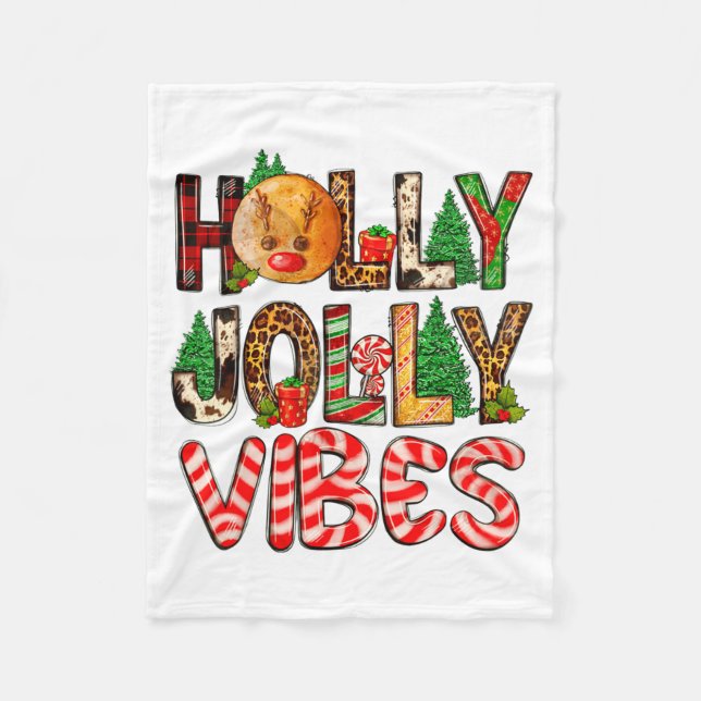 Couverture Polaire Holly A Jolly Vibes Reindeer Christmas Trees Light (Devant)