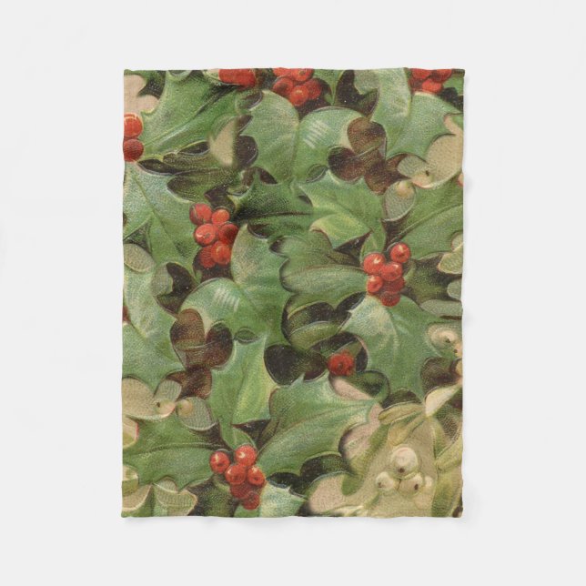 Couverture Polaire Holly Tree Noël Vintage (Devant)