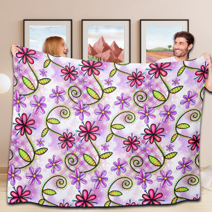 Couverture Polaire Holographique Arc-en-ciel - Collage floral