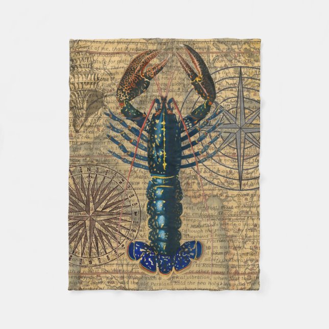 Couverture Polaire Homard Coquillages Fruits de mer Maine Classique O (Devant)