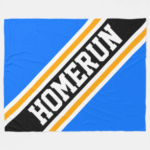 Couverture Polaire HOMERUN Bleu Clair Orange Noir Rayures de Course