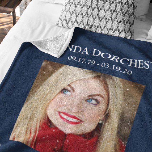 Couverture Polaire Hommage au mémorial photo bleu élégant (Créateur téléchargé)