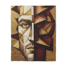Homme cubiste or Bourguignon - Abstrait texturé
