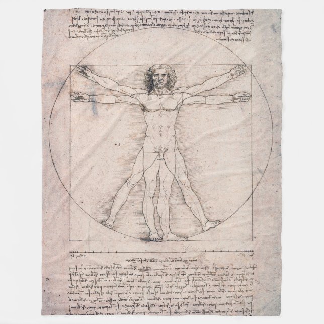Couverture Polaire Homme de Vitruve, Léonard de Vinci (Devant)