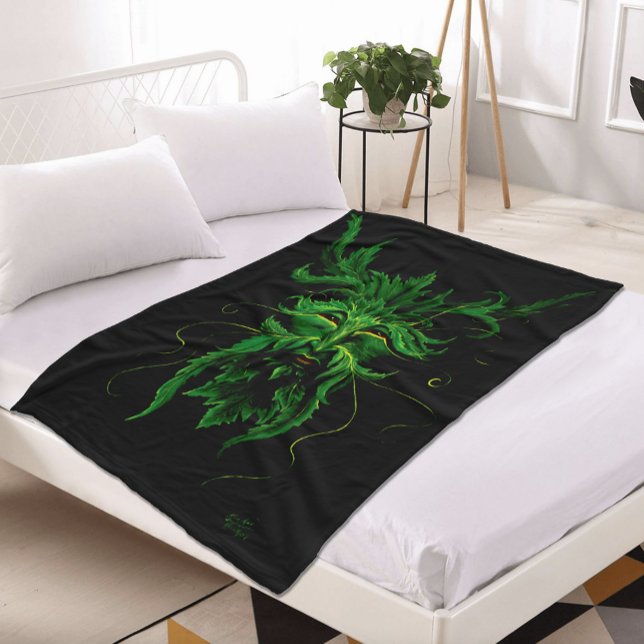 Couverture Polaire Homme Vert Fae Feuilles Noir (Créateur téléchargé)