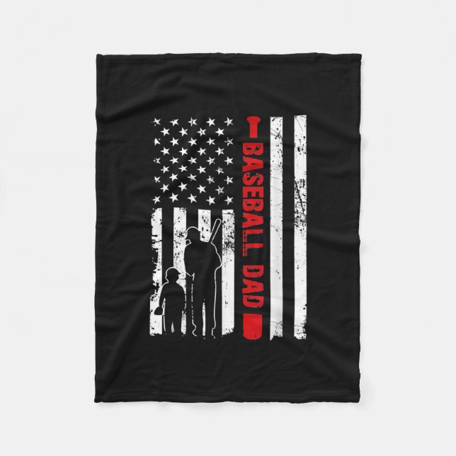 Couverture Polaire Hommes Fier Baseball Papa American Flag Sports  (Devant)