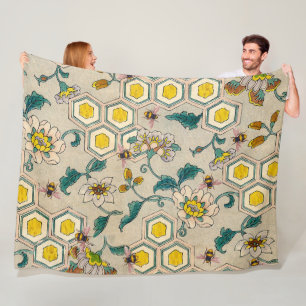 COUVERTURE POLAIRE HONEY BEEHES, BEEHIVES, PRINTEMPS FLEURS BEEKEEPER