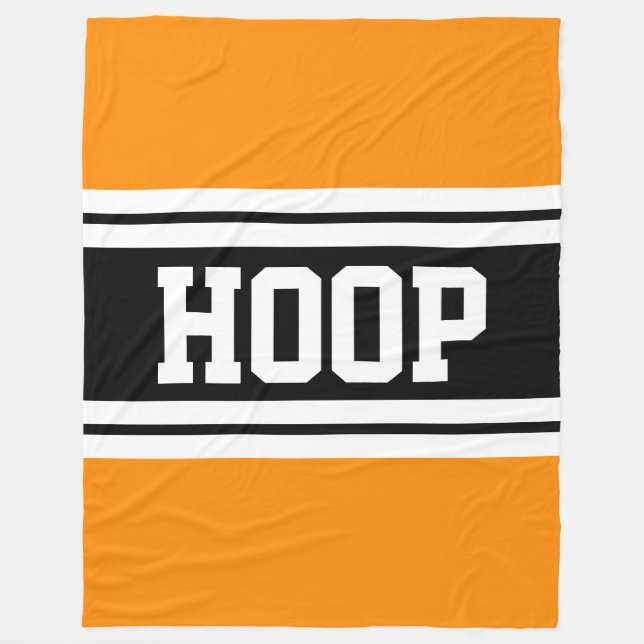 Couverture Polaire HOOP Bright Orange Black White Racing Stripes (Devant)