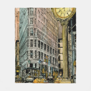 Couverture Polaire Horloge vintage de Cinquième Avenue des