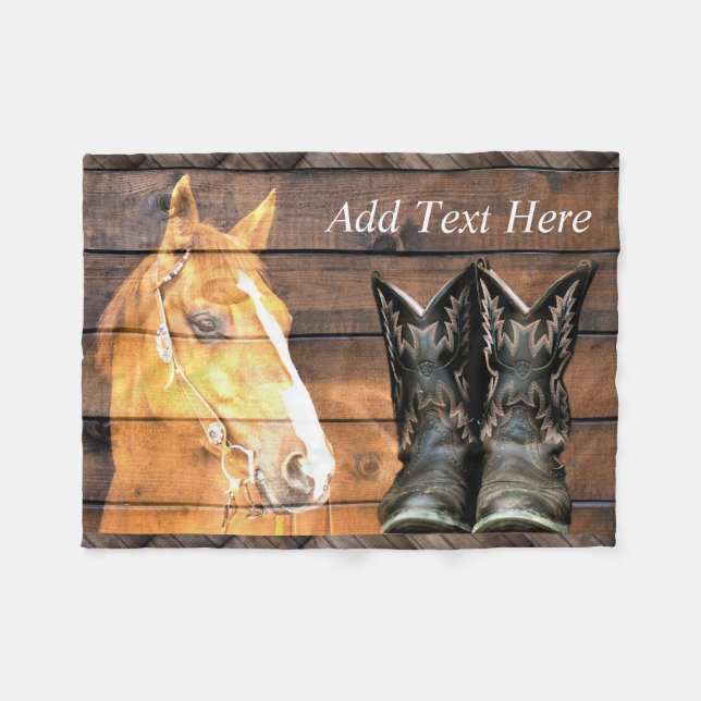 Couverture Polaire Horse Cowboy Boots Rustic Barque (Devant (Horizontal))