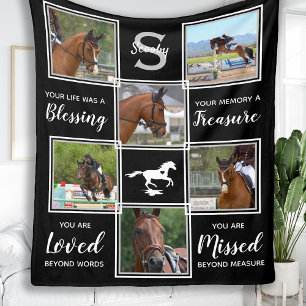 Couverture Polaire Horse Memorial Pet Loss 6 Photo Collage