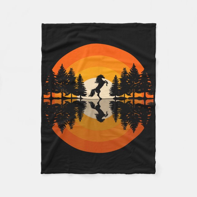 Couverture Polaire Horse Riding Forest Nature Sunset (Devant)