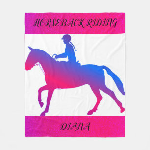 COUVERTURE POLAIRE HORSEBACK ÉQUITATION FILLE PERSONNALISÉE EN ROSE &